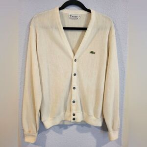 Lacoste Cream Cardigan Sweater